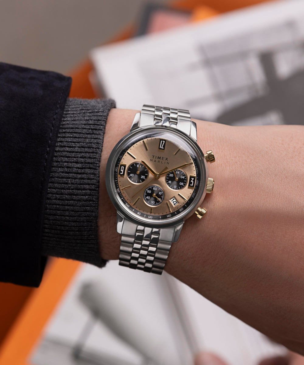 Marlin® Chronograph Tachymeter 40mm Stainless Steel Bracelet Watch, photo 2