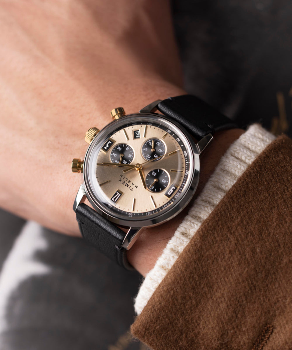 Marlin® Chronograph Tachymeter 40mm Leather Strap Watch, photo 2
