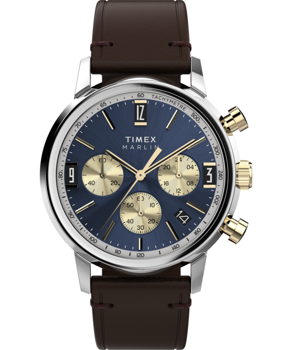 Marlin® Chronograph Tachymeter 40mm Leather Strap Watch