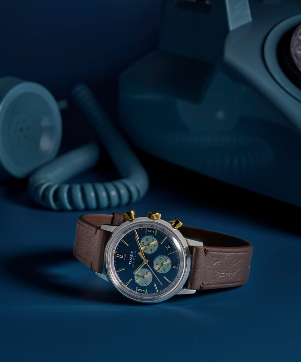 Marlin® Chronograph Tachymeter 40mm Leather Strap Watch, photo 8