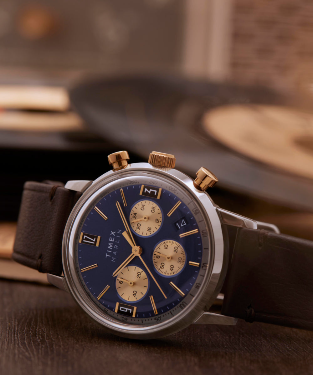 Marlin® Chronograph Tachymeter 40mm Leather Strap Watch, photo 9