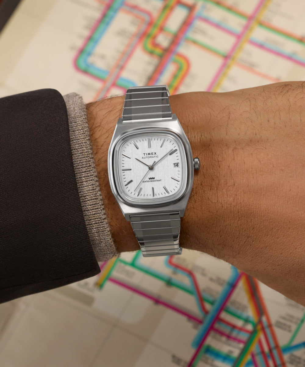 Timex® Automatic 1983 E Line Reissue 34mm Stainless Steel Expansion Band Watch, photo 2