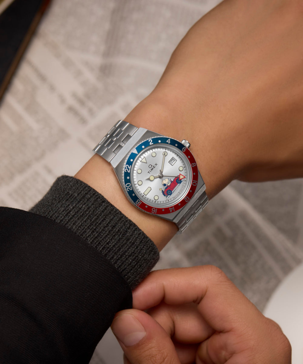 Peanuts® x Q Timex® GMT 38mm Stainless Steel Bracelet Watch, photo 2