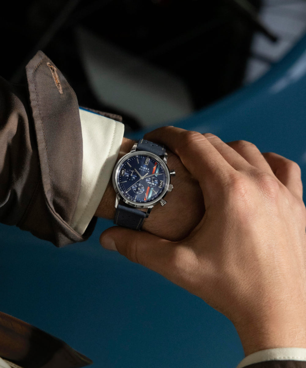 Marlin® Chronograph Tachymeter 40mm Leather Strap Watch, photo 2