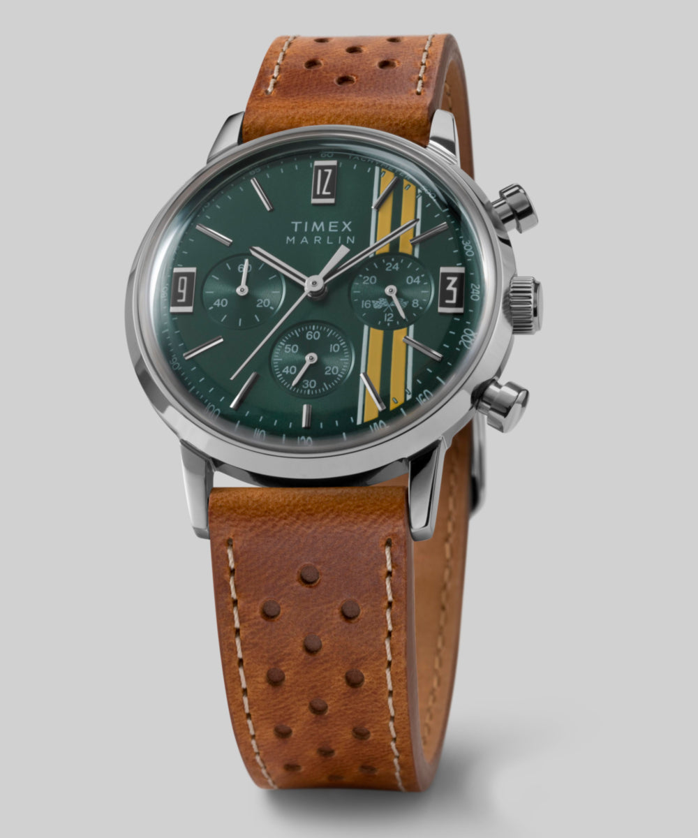 Marlin® Chronograph Tachymeter 40mm Leather Strap Watch, photo 7