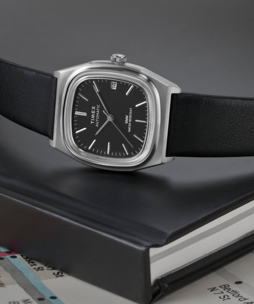 Timex® Automatic 1983 E Line 34mm Leather Strap Watch, photo 7