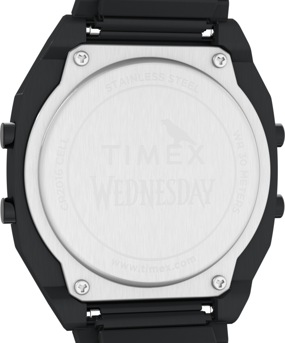 Timex x Wednesday T80 36mm Stainless Steel Black and Purple Expansion Band Watch, photo 4