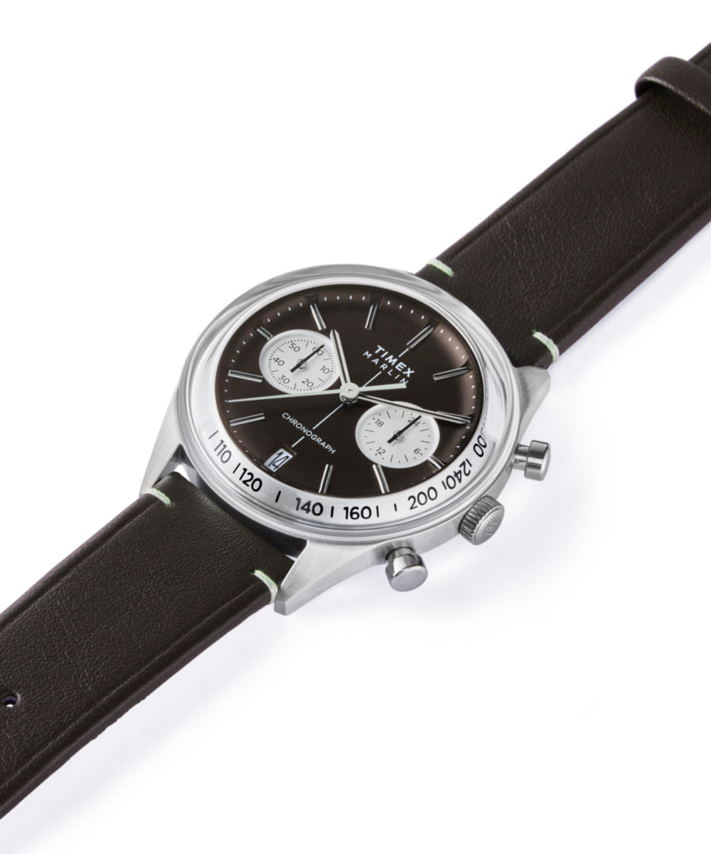 Marlin® Jet Quartz Chronograph 40mm Leather Strap Watch, photo 7