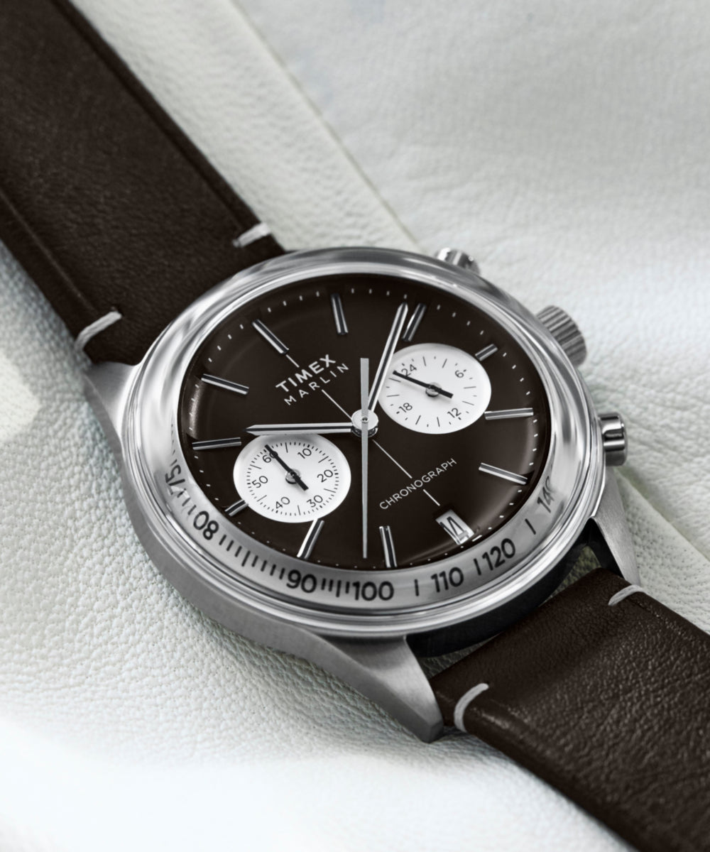 Marlin® Jet Quartz Chronograph 40mm Leather Strap Watch, photo 8
