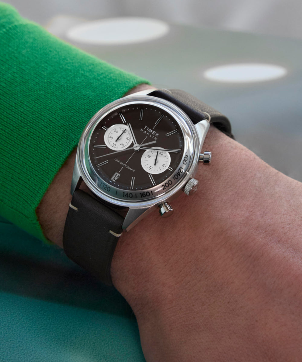 Marlin® Jet Quartz Chronograph 40mm Leather Strap Watch, photo 2