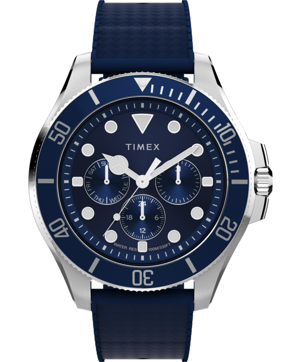 Harborside Coast Multifunction 43mm Synthetic Rubber Strap Watch