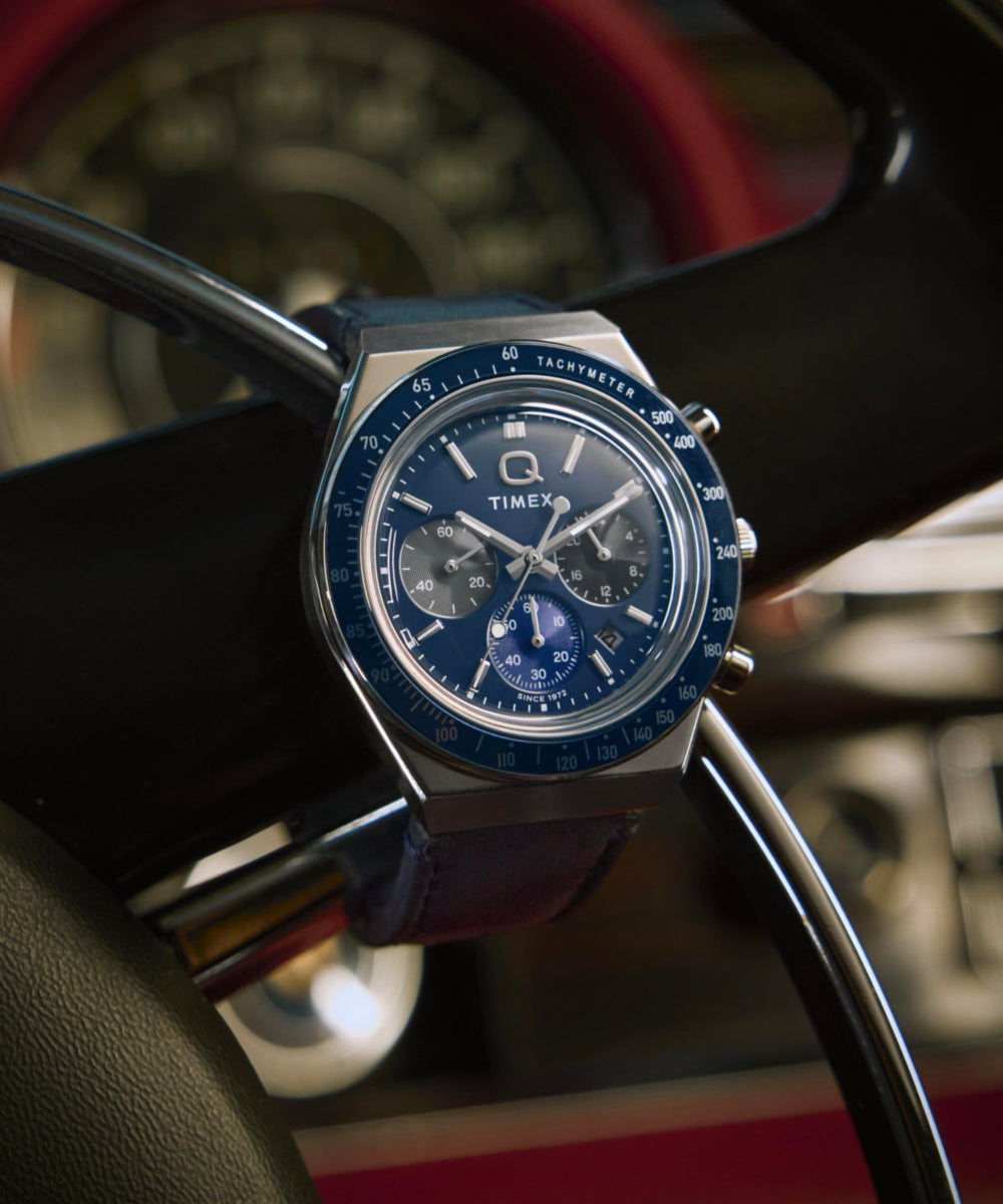 Q Timex® Chronograph 40mm Leather Strap Watch, photo 6