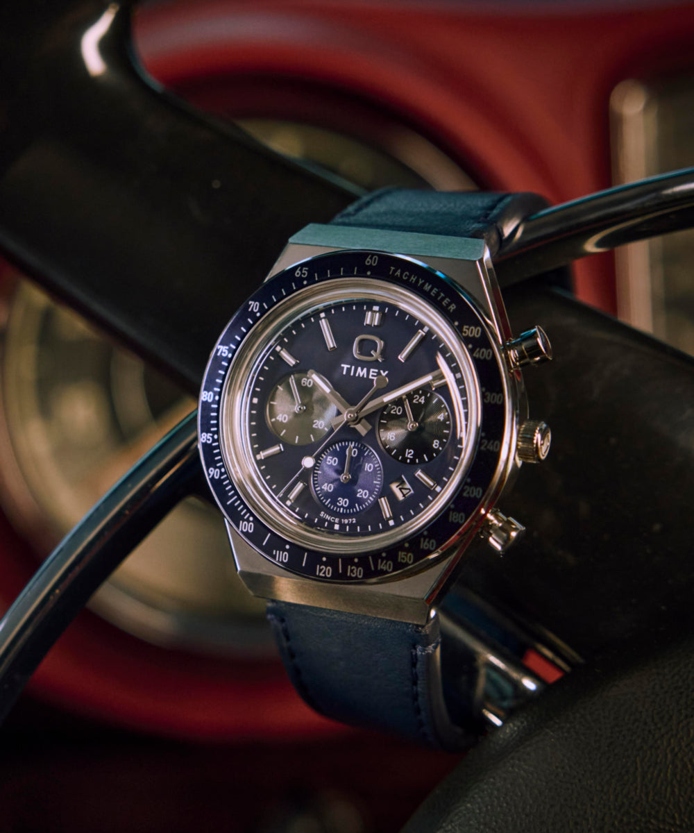 Q Timex® Chronograph 40mm Leather Strap Watch, photo 7