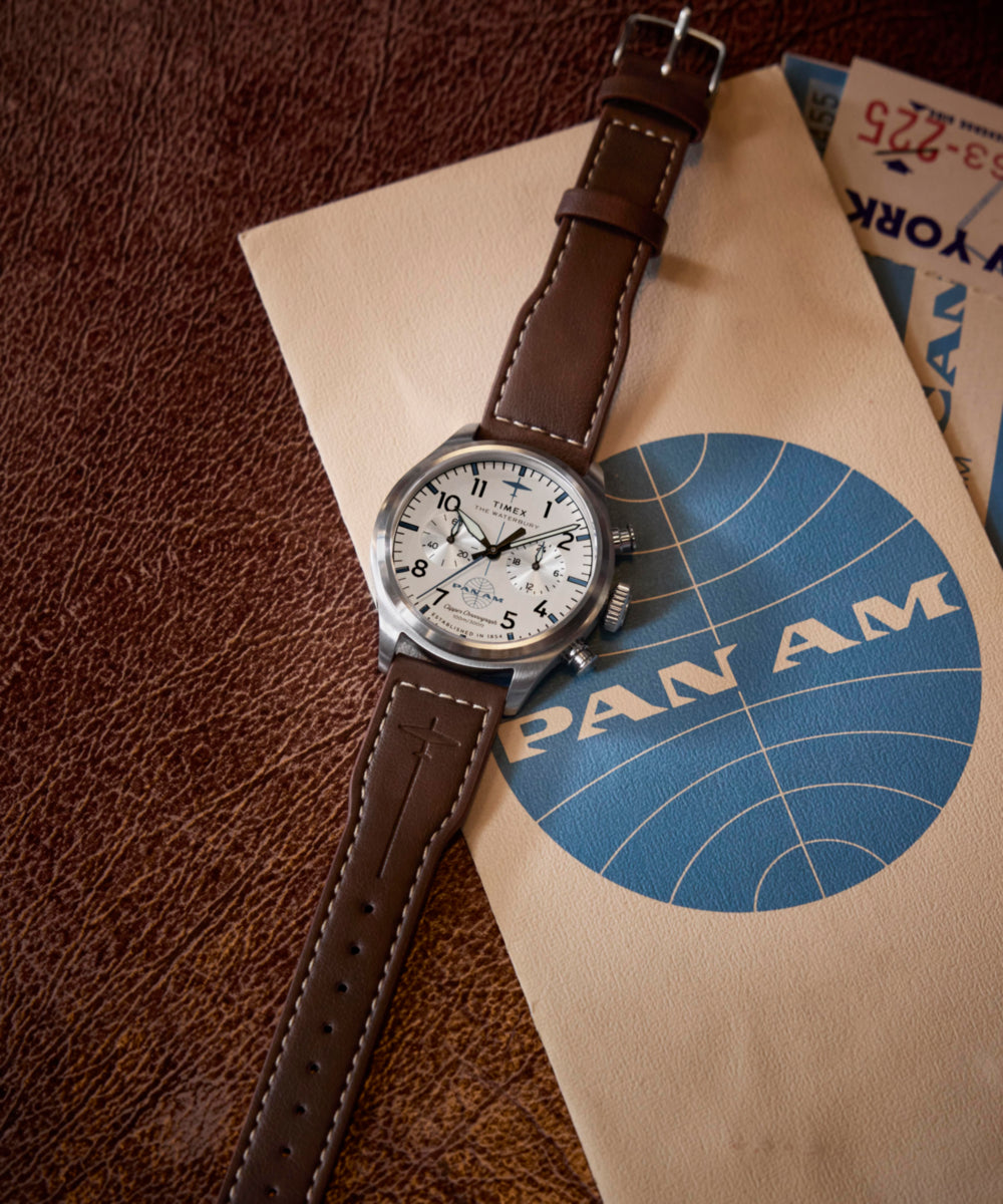 Timex x Pan Am® Waterbury Ace Chronograph 41mm Leather Strap Watch, photo 8