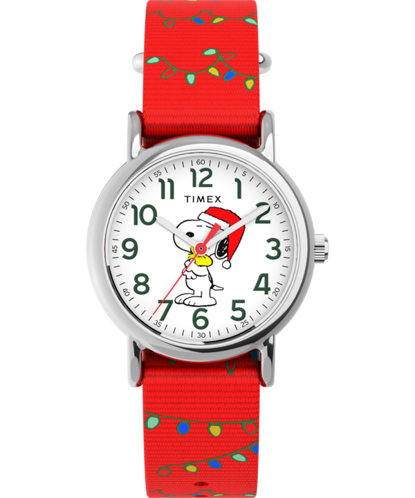 Peanuts® x Timex Weekender Snoopy Santa Hat 31mm Fabric Strap Watch
