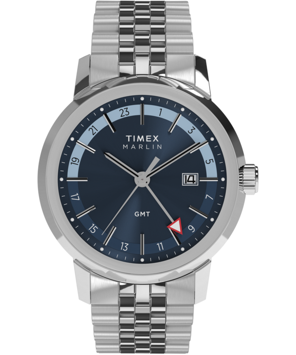 Marlin® Quartz GMT 40mm Stainless Steel Bracelet Watch