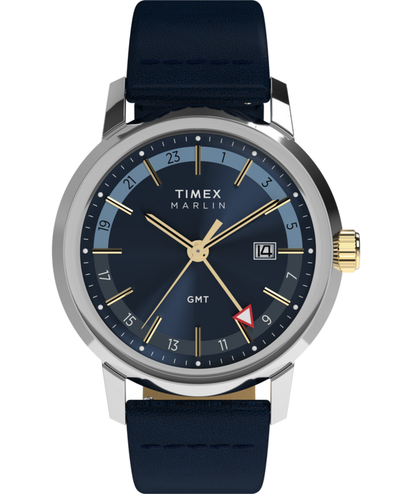 Marlin® Quartz GMT 40mm Leather Strap Watch