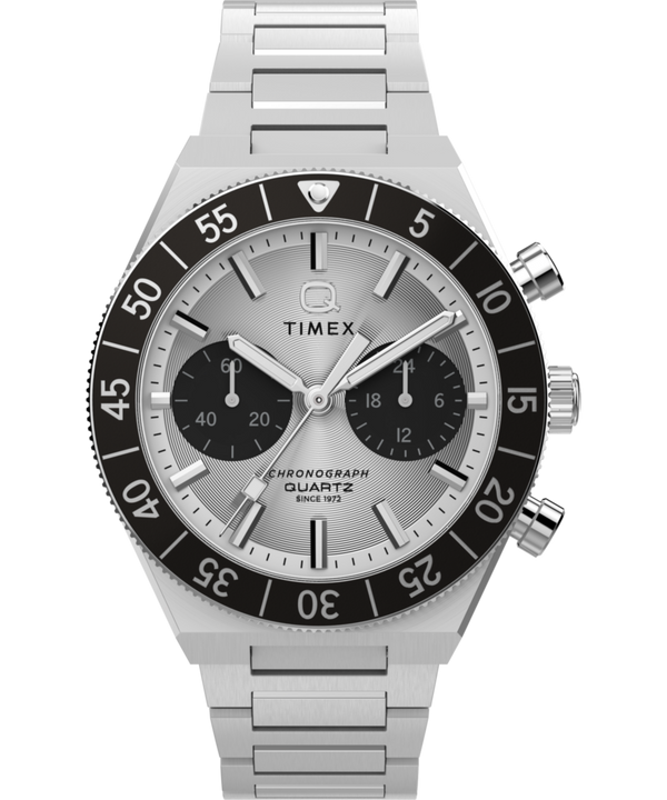 Q Timex Continental Chronograph 40mm Stainless Steel Bracelet Watch