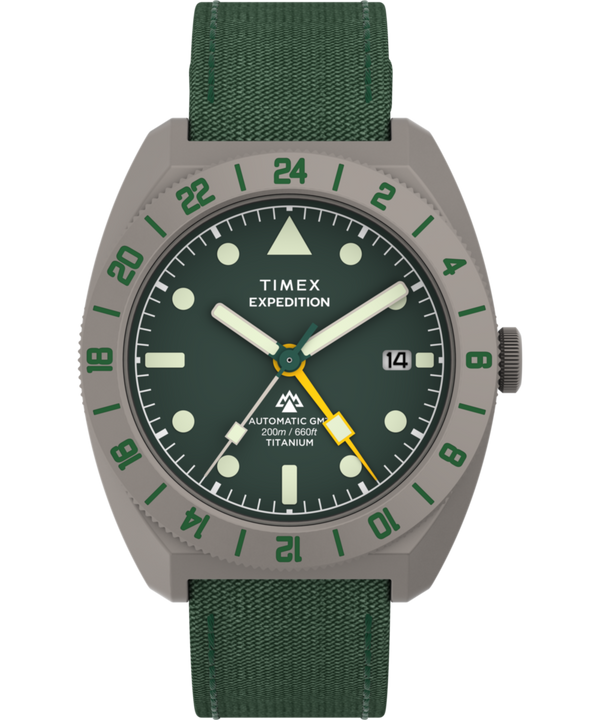 Expedition® Pioneer Titanium Automatic GMT 41mm Fabric Strap Watch