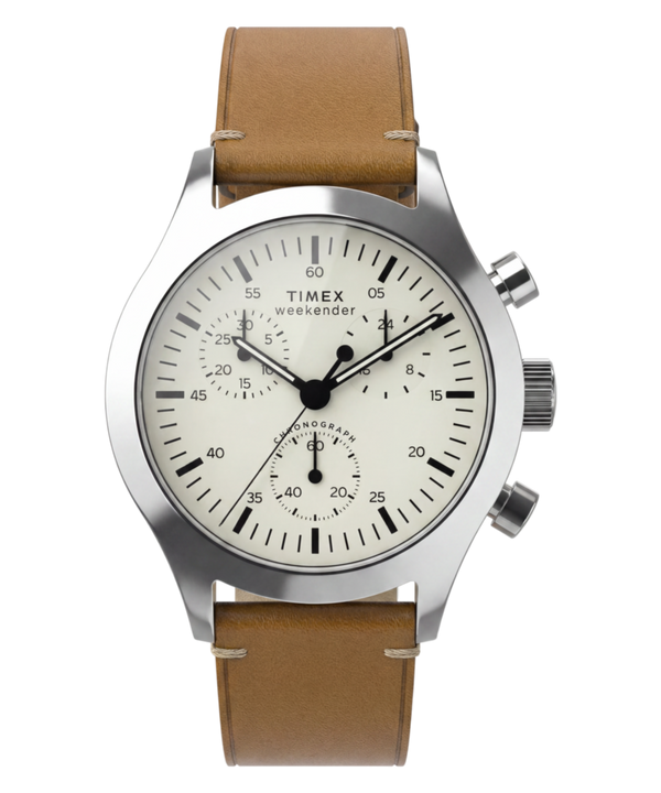Timex Weekender® New England Chronograph 40mm Leather Strap Watch