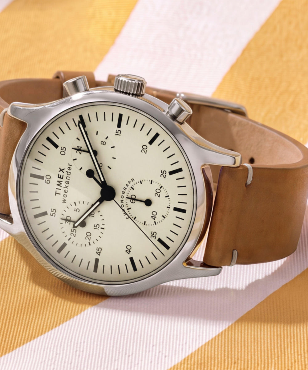 Timex Weekender® New England Chronograph 40mm Leather Strap Watch, photo 7