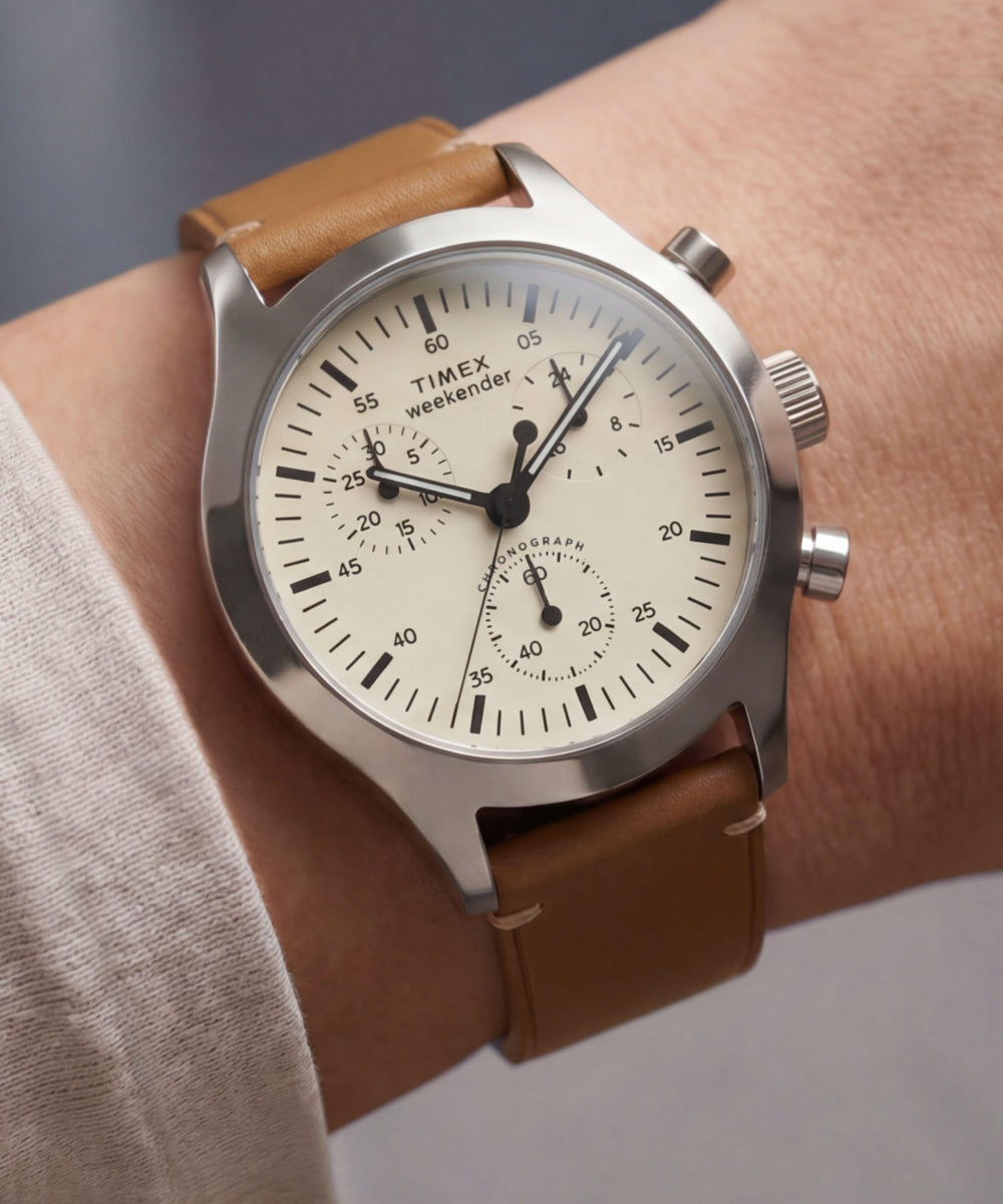 Timex Weekender® New England Chronograph 40mm Leather Strap Watch, photo 2