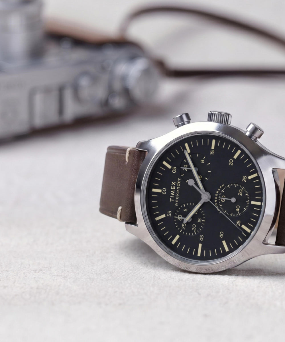Timex Weekender® New England Chronograph 40mm Leather Strap Watch, photo 7