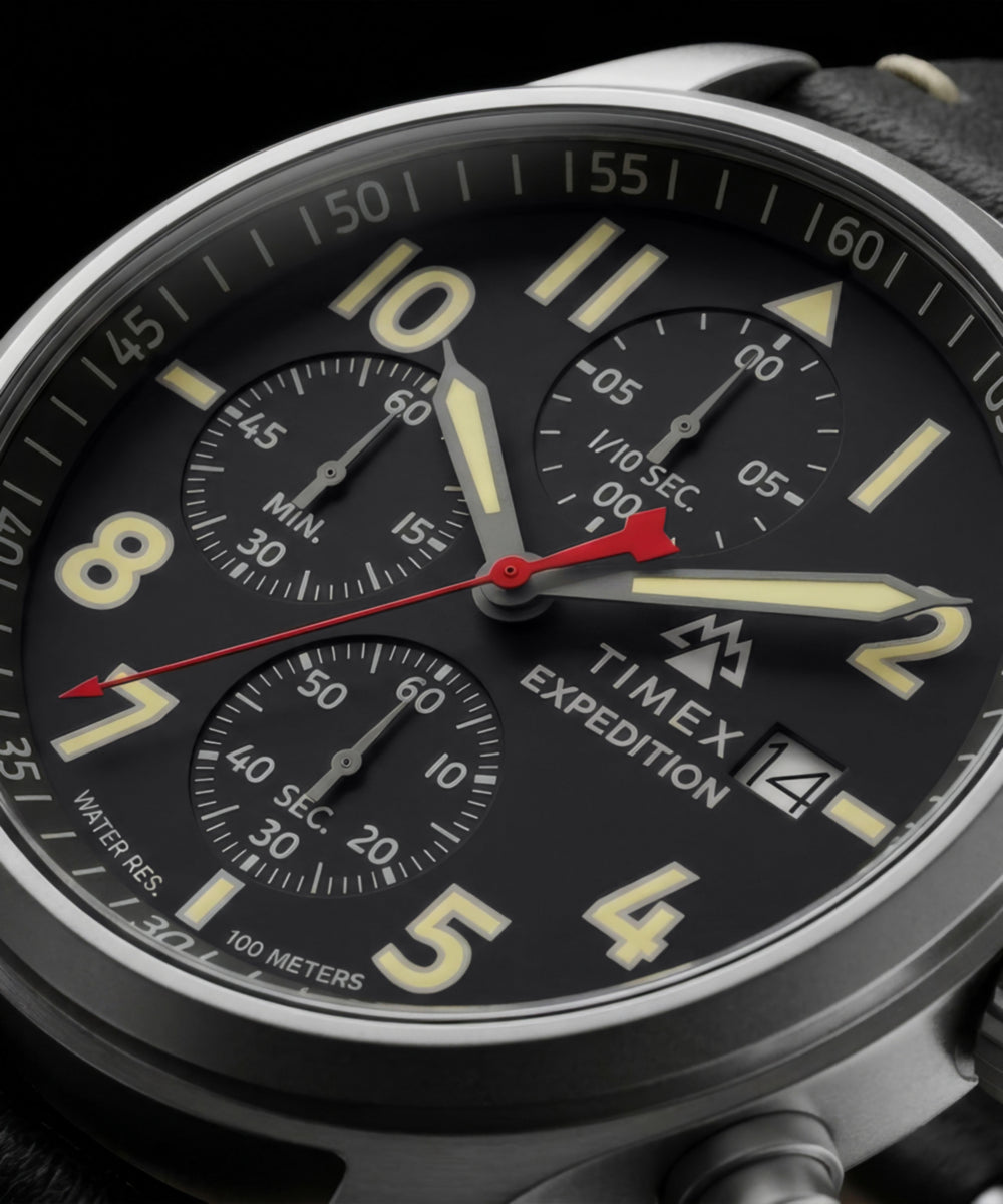 Expedition® Sierra Chronograph 43mm Leather Strap Watch, photo 8
