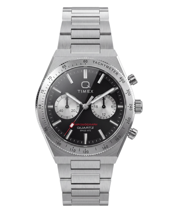 Q Timex Continental Chronograph 36mm Stainless Steel Bracelet Watch