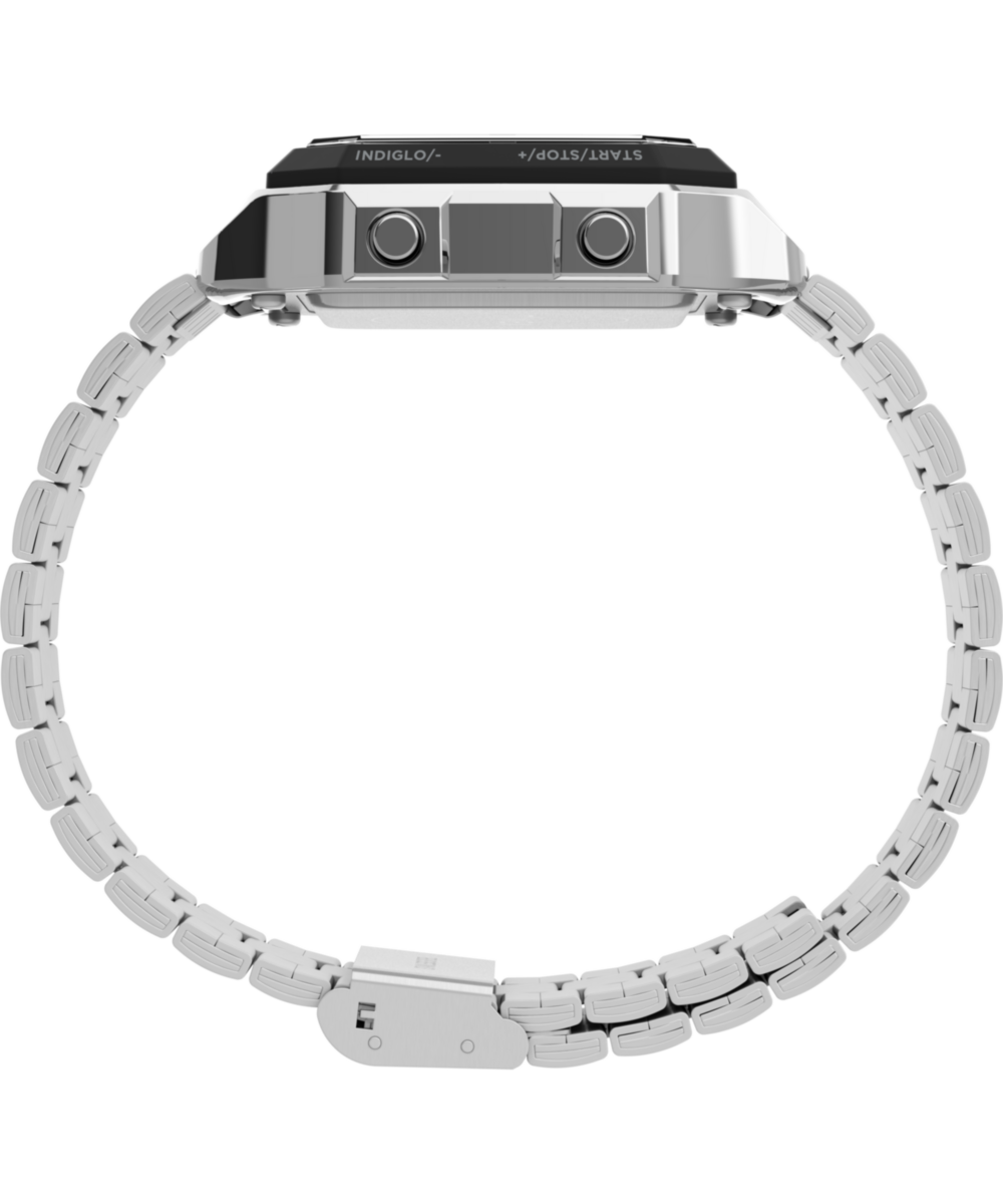 World Time Digital 40mm Stainless Steel Bracelet Watch, photo 2