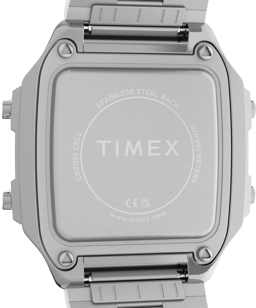 World Time Digital 40mm Stainless Steel Bracelet Watch, photo 4