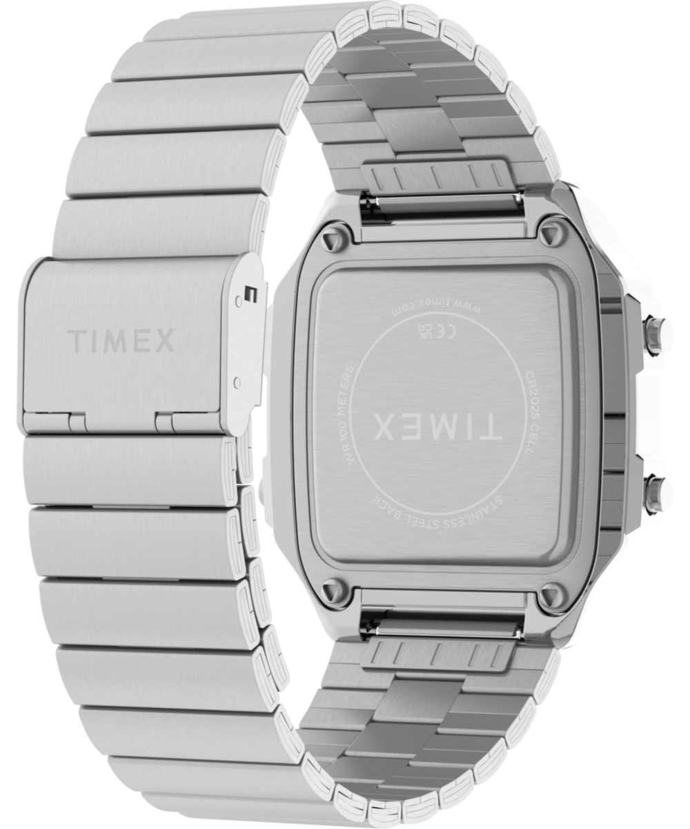 World Time Digital 40mm Stainless Steel Bracelet Watch, photo 5