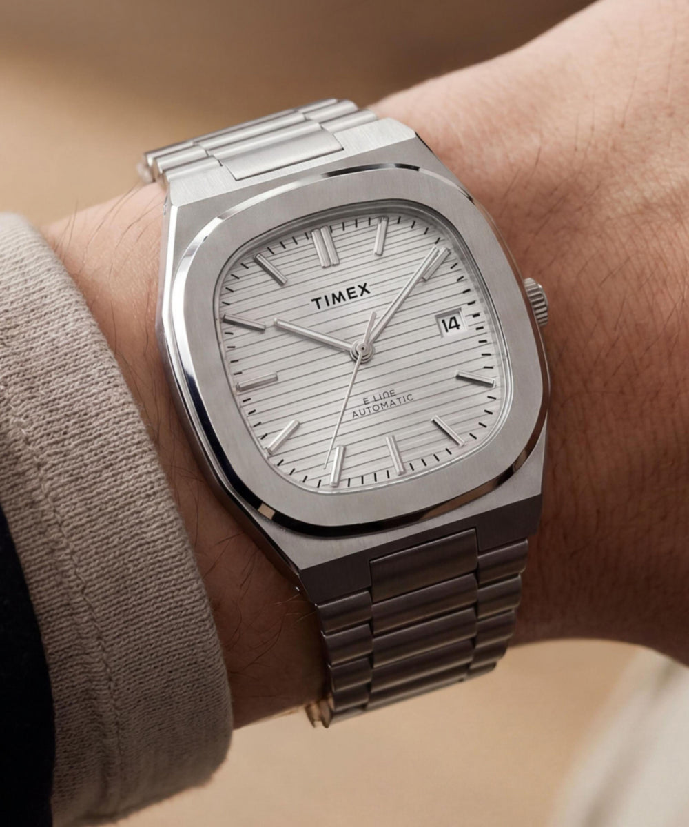 Timex® Automatic E Line 38mm Stainless Steel Bracelet Watch, photo 2