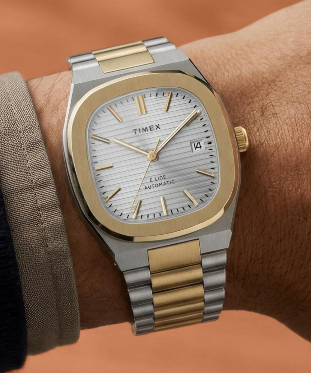 Timex® Automatic E Line 38mm Stainless Steel Bracelet Watch, photo 2