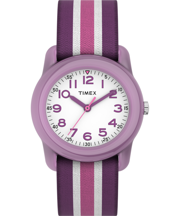 TIMEX TIME MACHINES® 29mm Purple Stripe Elastic Fabric Kids Watch