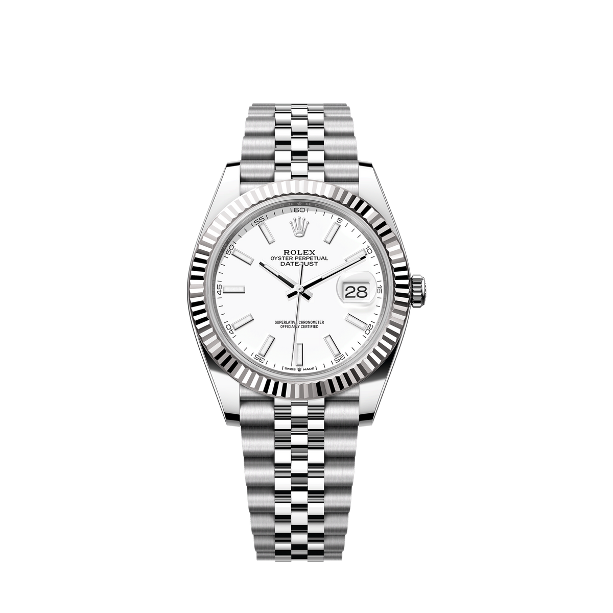 Datejust 41 Oystersteel and 18K White Gold 41 mm White Dial