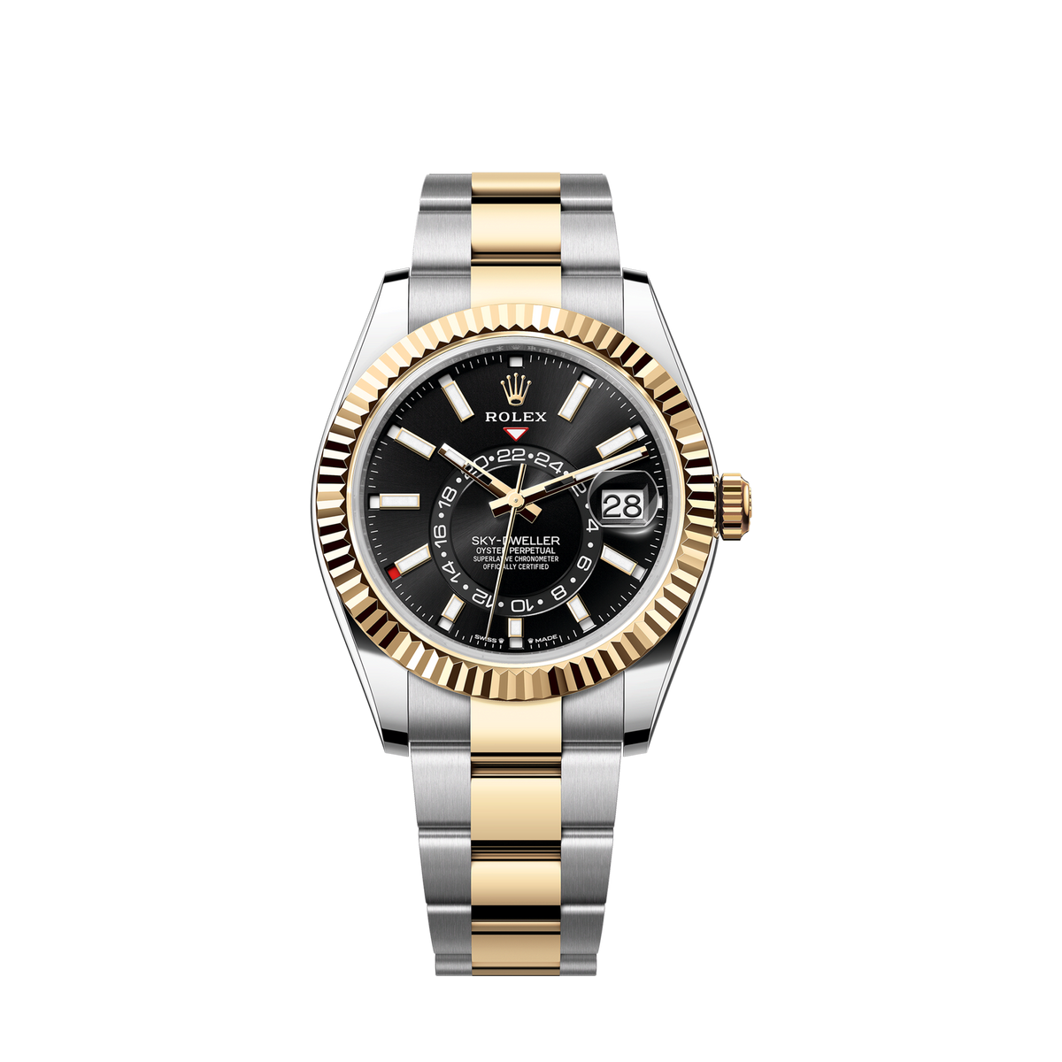 Sky-Dweller, 42mm, Oystersteel and 18k Yellow Gold, Black, Oyster