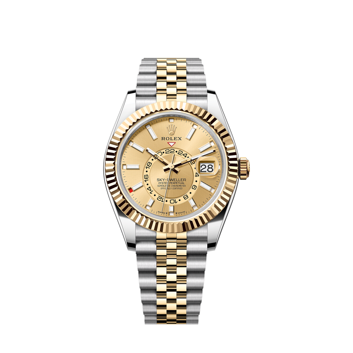 Sky-Dweller, 42mm, Oystersteel and 18k Yellow Gold, Champagne, Jubilee