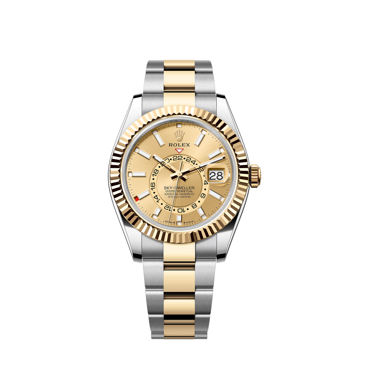 Sky-Dweller, 42mm, Oystersteel and 18k Yellow Gold, Champagne, Oyster