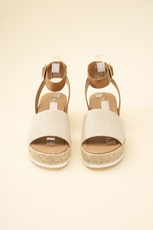 SODA Topic Espadrille Ankle Strap Platform Sandals