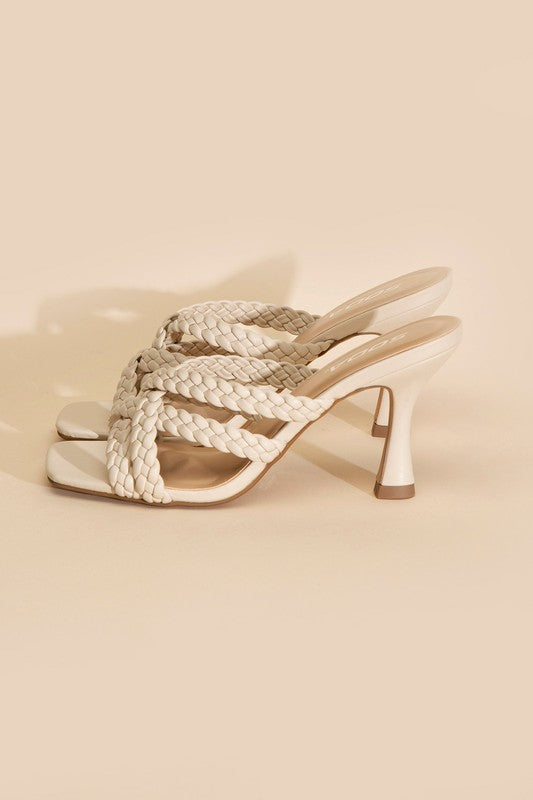 SODA Kellan Double Cross Braided Strappy Heels