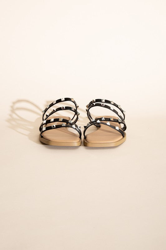 Strappy Stud Flat Slide Sandals