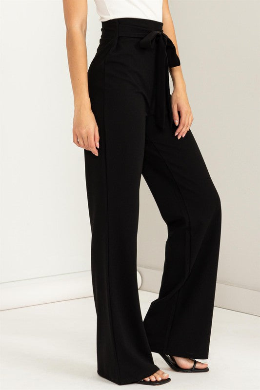 Hyfve High-Waisted Tie-Front Flared Pants