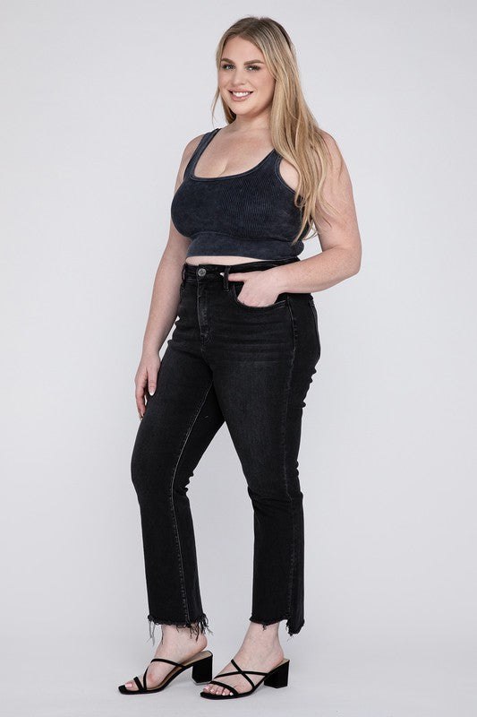 VERVET by Flying Monkey Plus High Rise Crop Flare Jeans, Black