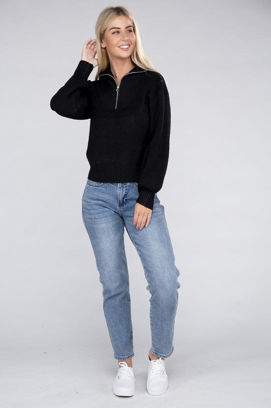 Ambiance Apparel Easy-Wear Half-Zip Pullover Sweater