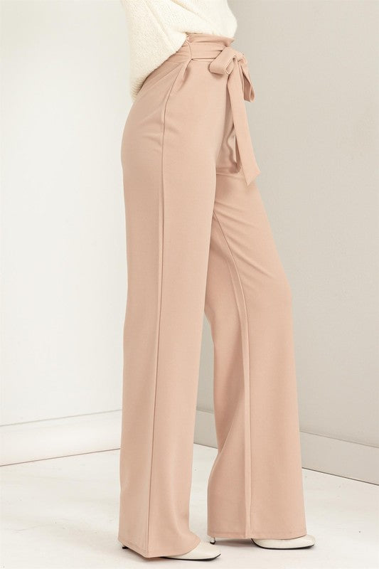 Hyfve High-Waisted Tie-Front Flared Pants