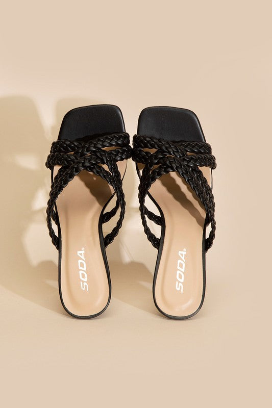 SODA Kellan Double Cross Braided Strappy Heels