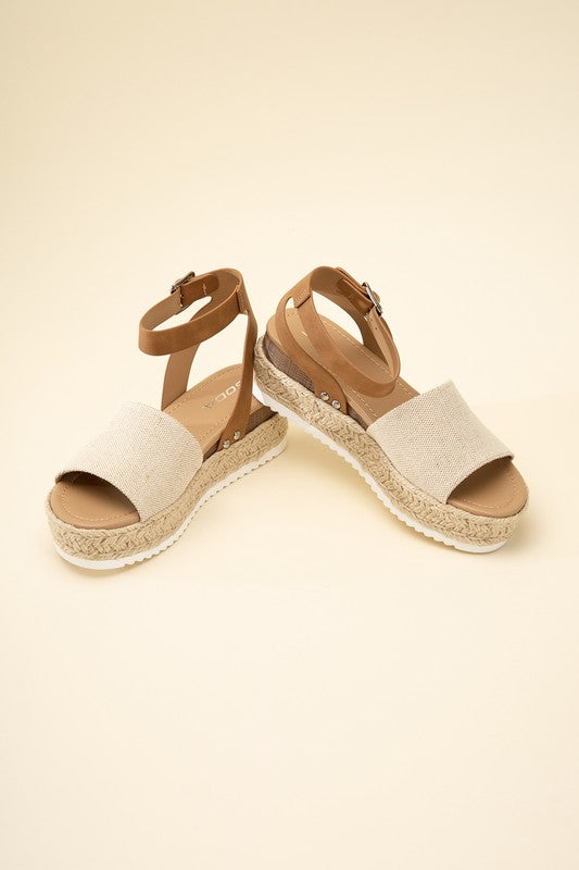 SODA Topic Espadrille Ankle Strap Platform Sandals