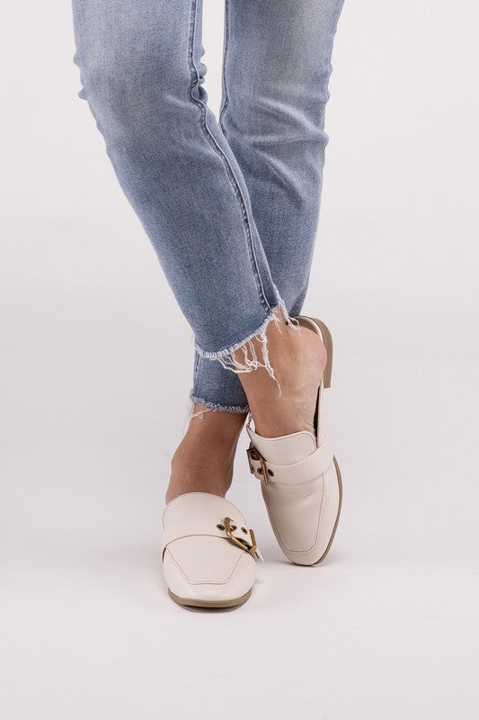 Chantal Mule Loafer Slides with Buckle Detail