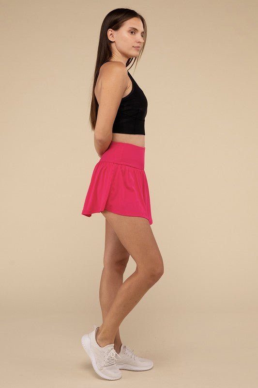 Zenana Wide Band Tennis Skirt with Zippered Back Pocket